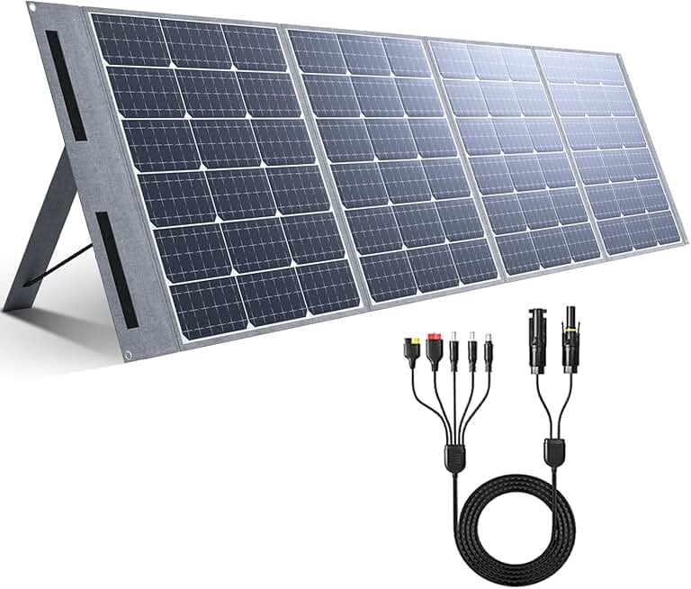 200 Watt 20 Volt Portable Solar Panel,IP65 Waterproof Foldable Solar Charger kit,Ultre-Light 9.9lbs, 23% Efficiency for 98% Power Stations Outdoor Camping Hiking Van RV Trip