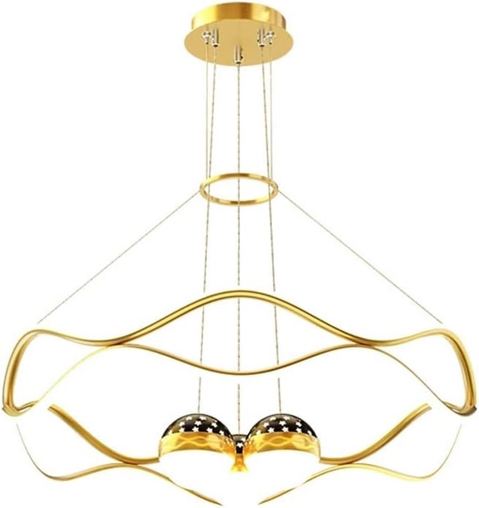 60W Nordic Simple Sky Pattern Restaurant Chandelier Tri-Color-Changing LED Pendant Light Creative Personality Decorative Hanging Light Fixture Kitchen Island Dining Living Room Chandelier