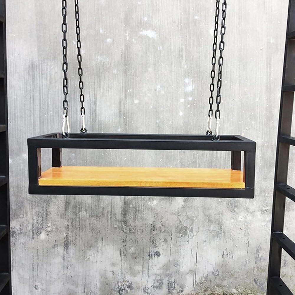 Ceiling Rack Flower Pot Rack Floating Wine Rack Storage Rack Antique Flower Shop Floating Rack Solid Wood Iron Rack Kitchen Rack (Size : 100X25X15CM) ()