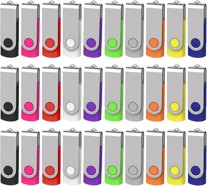 AreTop 16GB 100-Pack Flash Drive, Bulk USB 2.0 Memory Stick Thumb Drives(16GB 100 Pack, Mix Color)