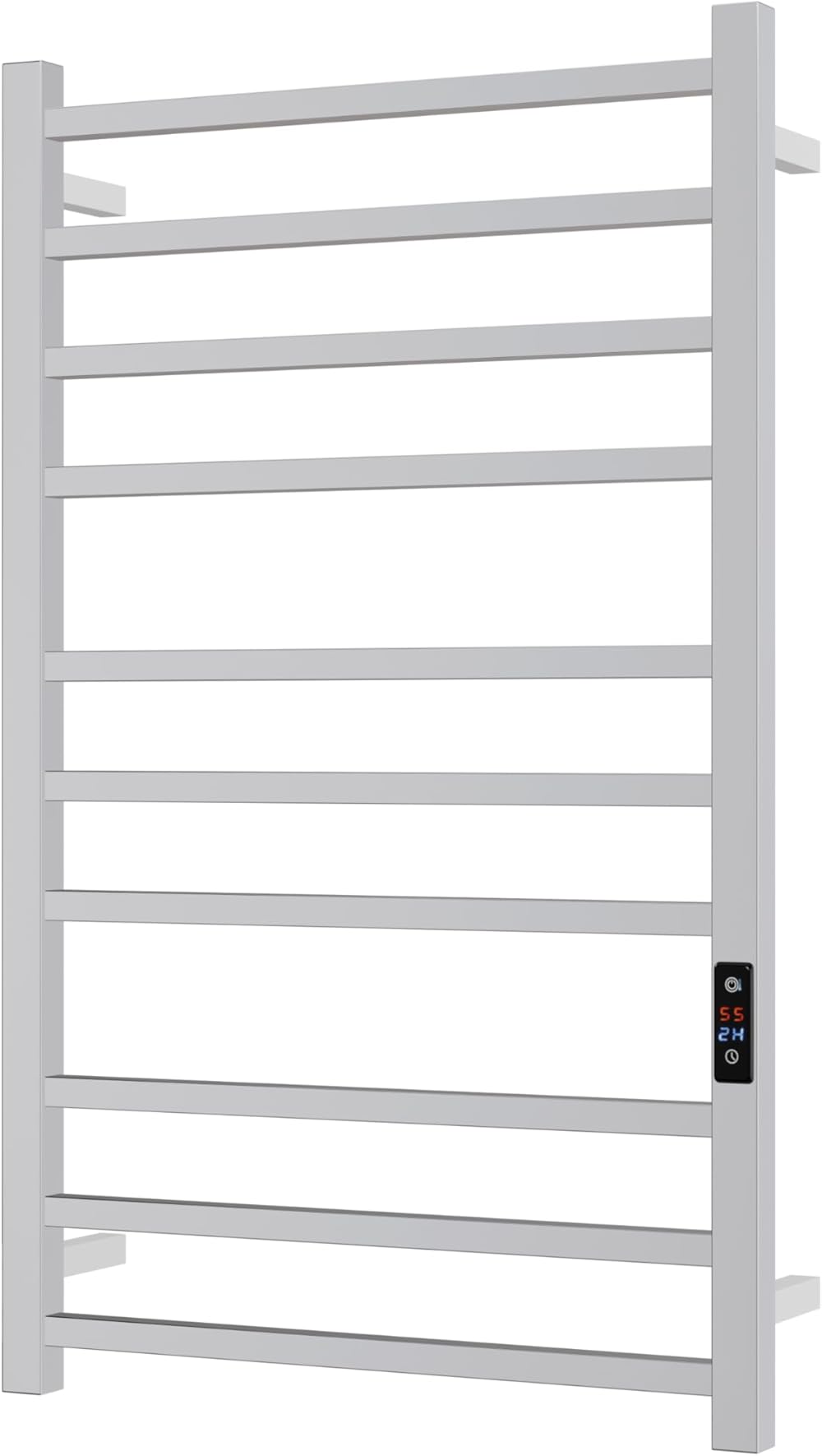 SATOH Towel Warmer for Bathroom Heated Towel Rack Wall Mounted Electric Drying Rail with Plug-in Installation & Timer Stainless Steel Hot Towel Warmer - 88cm x 53cm (Polished Chrome)