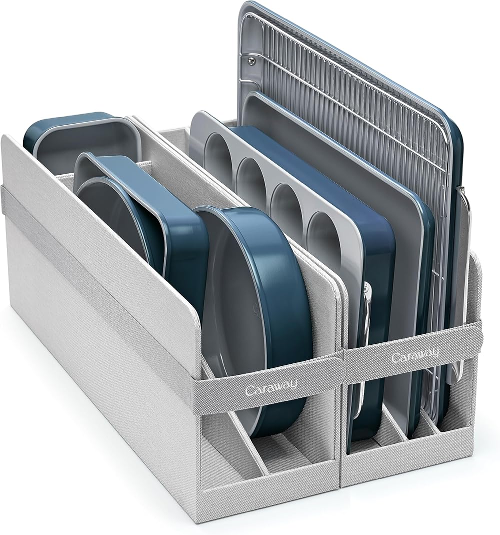 Caraway Nonstick Ceramic Bakeware Set (11 Pieces) - Baking Sheets, Assorted Baking Pans, Cooling Rack, & Storage - Aluminized Steel Body - Non Toxic, PTFE & PFOA Free - Navy