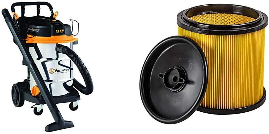 Vacmaster 14 Gal. 6.5 HP Steel Tank Wet/Dry Vac with Cart and Standard Cartridge Filter