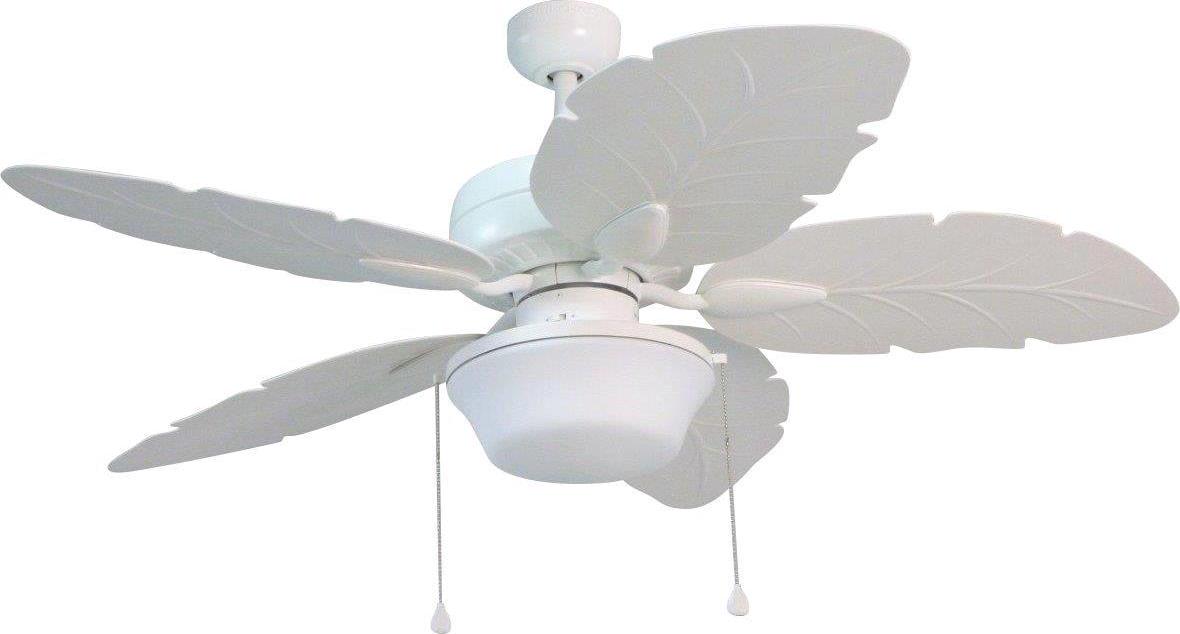 Harbor Breeze Waveport 44-in White Indoor/Outdoor Downrod or Flush Mount Ceiling Fan with Light (5-Blade)