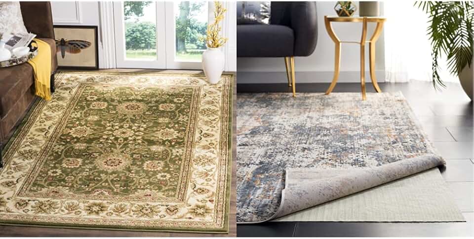 Safavieh Lyndhurst Collection 8'x11' Sage/Ivory LNH212C Traditional Oriental Non-Shedding Area Rug & Padding Collection 8 feet by 10 feet 8'x10' PAD121 White Area Rug
