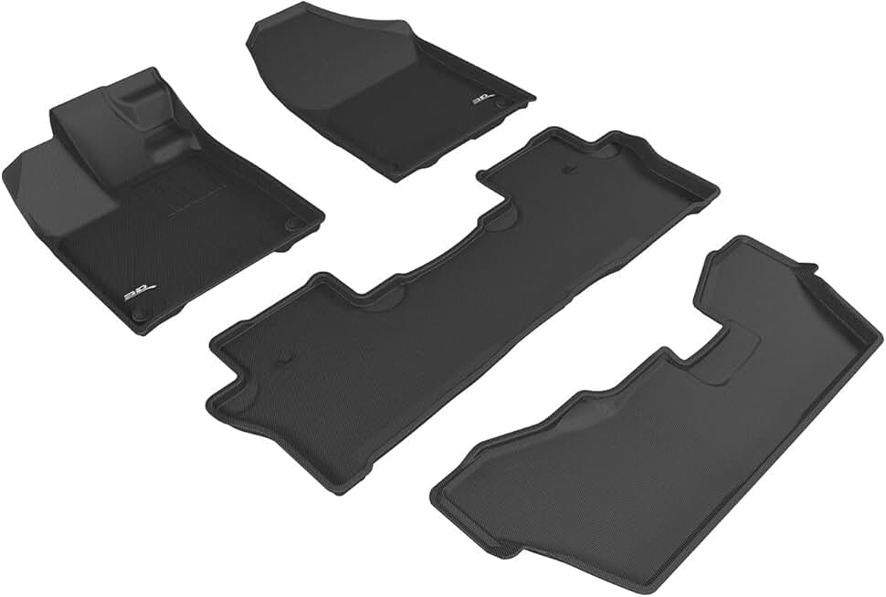 3D MAXpider All-Weather Floor Mats for Honda Pilot 8-Seater 2016-2022 Custom Fit, Kagu (1st, 2nd & 3rd Row, Black)