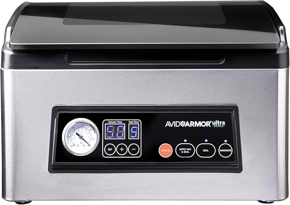 Avid Armor Chamber Vacuum Sealer Machine USV32 Ultra Series - Perfect For Wet Foods, Meats, Marinades And More. Compact Size With 11.5