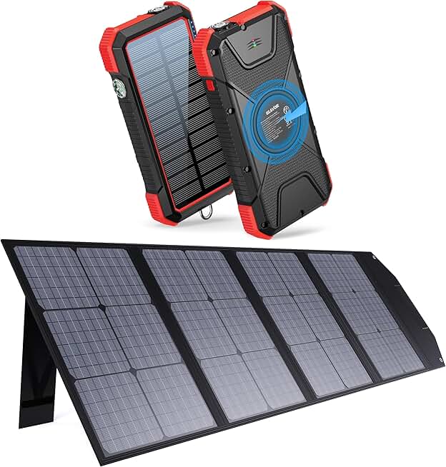 BLAVOR 20,000mAh Solar Power Bank Red Plus BLAVOR 120W Solar Panel