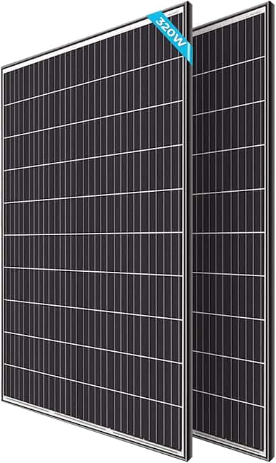 Renogy 2pcs 320W Solar Panels 24V Monocrystalline On/Off Grid 640W for RV Boat Shed Farm Home House Rooftop Residential Commercial House, 2 Pieces