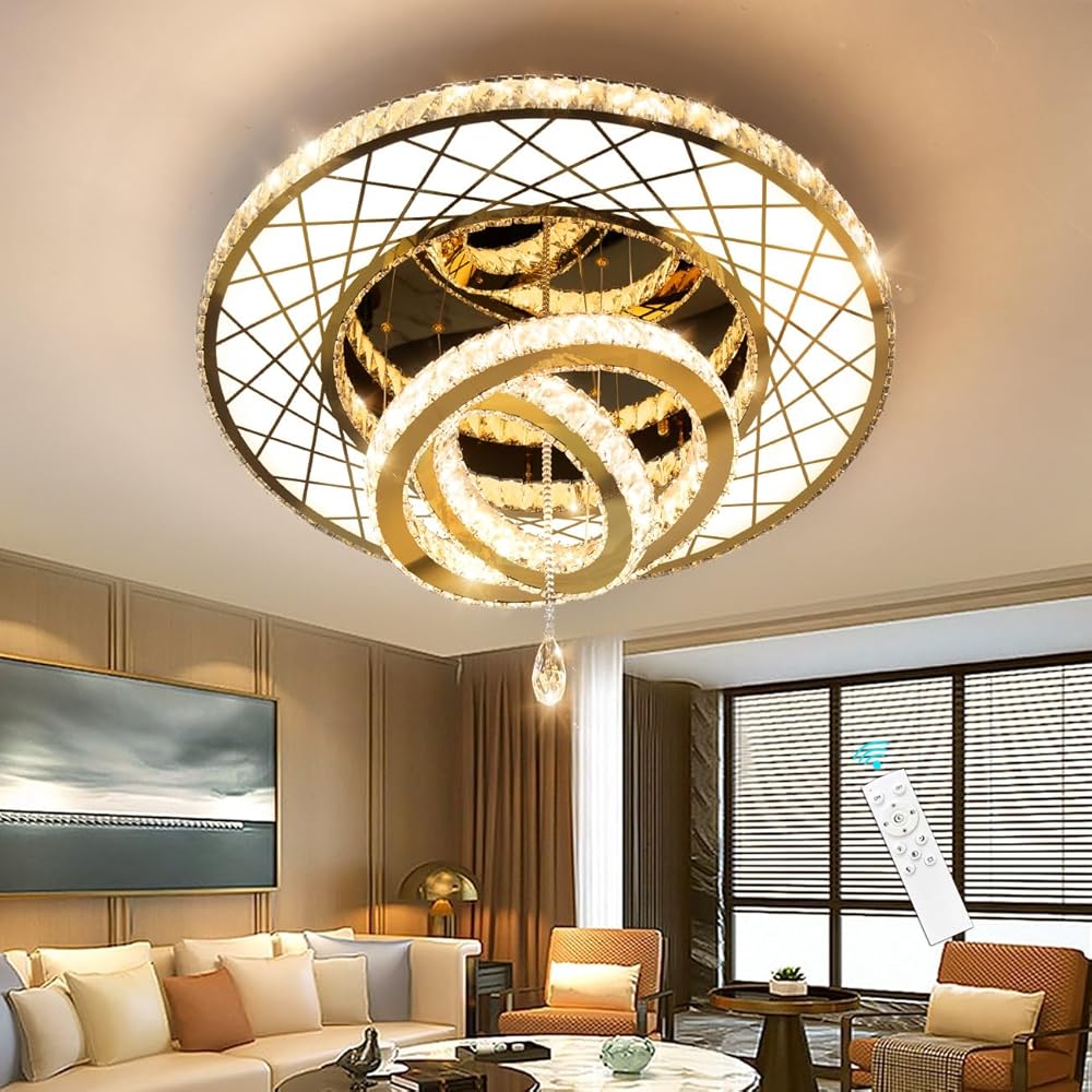 LED Modern Chandeliers Dinging Room Light Crystal Ceiling Mounted Lights Bedroom Light Ceiling Drop Lighting Fixture Remote Dimmable Lights Bright Light 2700K 6000K