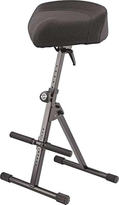 K&M - Konig & Meyer 14044.000.55 - Performance Stool - Ergonomic Seat Adjust Height/Angle - Adjust Footrest Position - Professional Grade for all Musicians - German Made - Black Durable Fabric