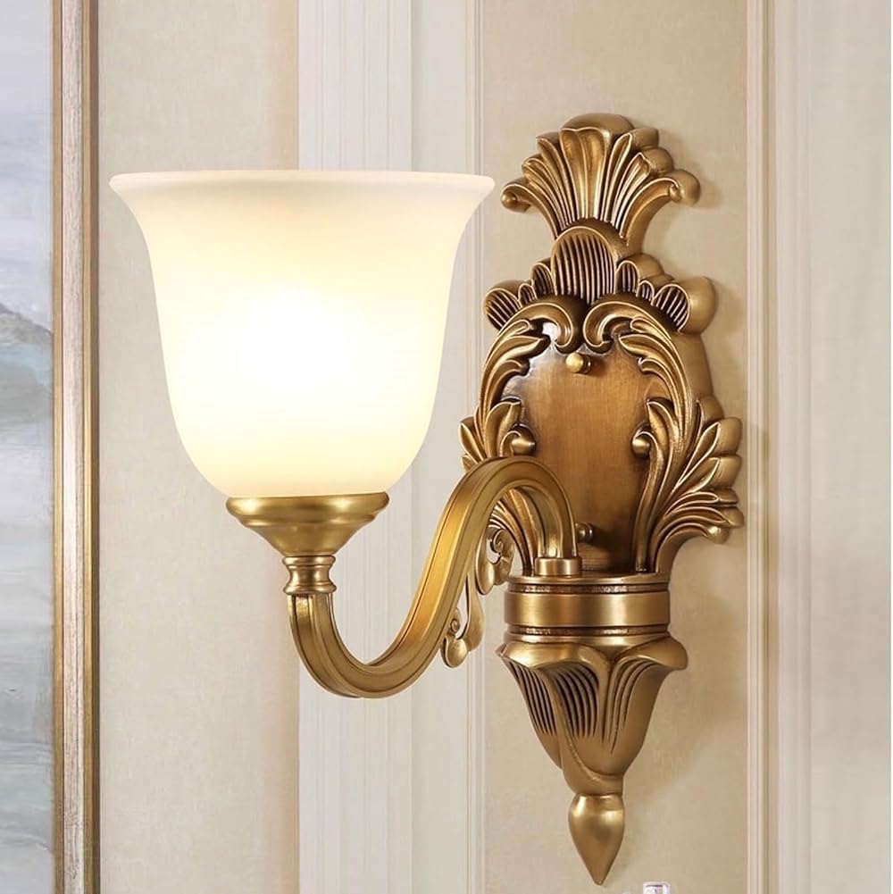 E27 Copper Wall Lamp, Wall Mount Lamp, Wall Light， Retro European Style Wall Lamp, Modern Indoor Wall Sconce Lighting for Living Room Bedroom Hallway(Color:A)