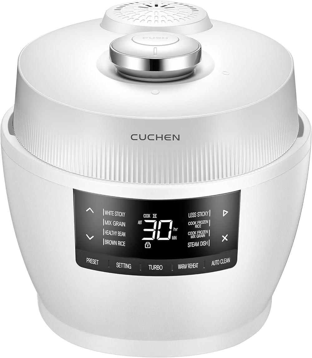[CUCHEN] CRT-PQWK0340WUS | Induction Heating Pressure Rice Cooker 3 Cup (Uncooked) and Warmer | Thermo Guard | Auto Steam Clean | Voice Guide | Made in Korea | White