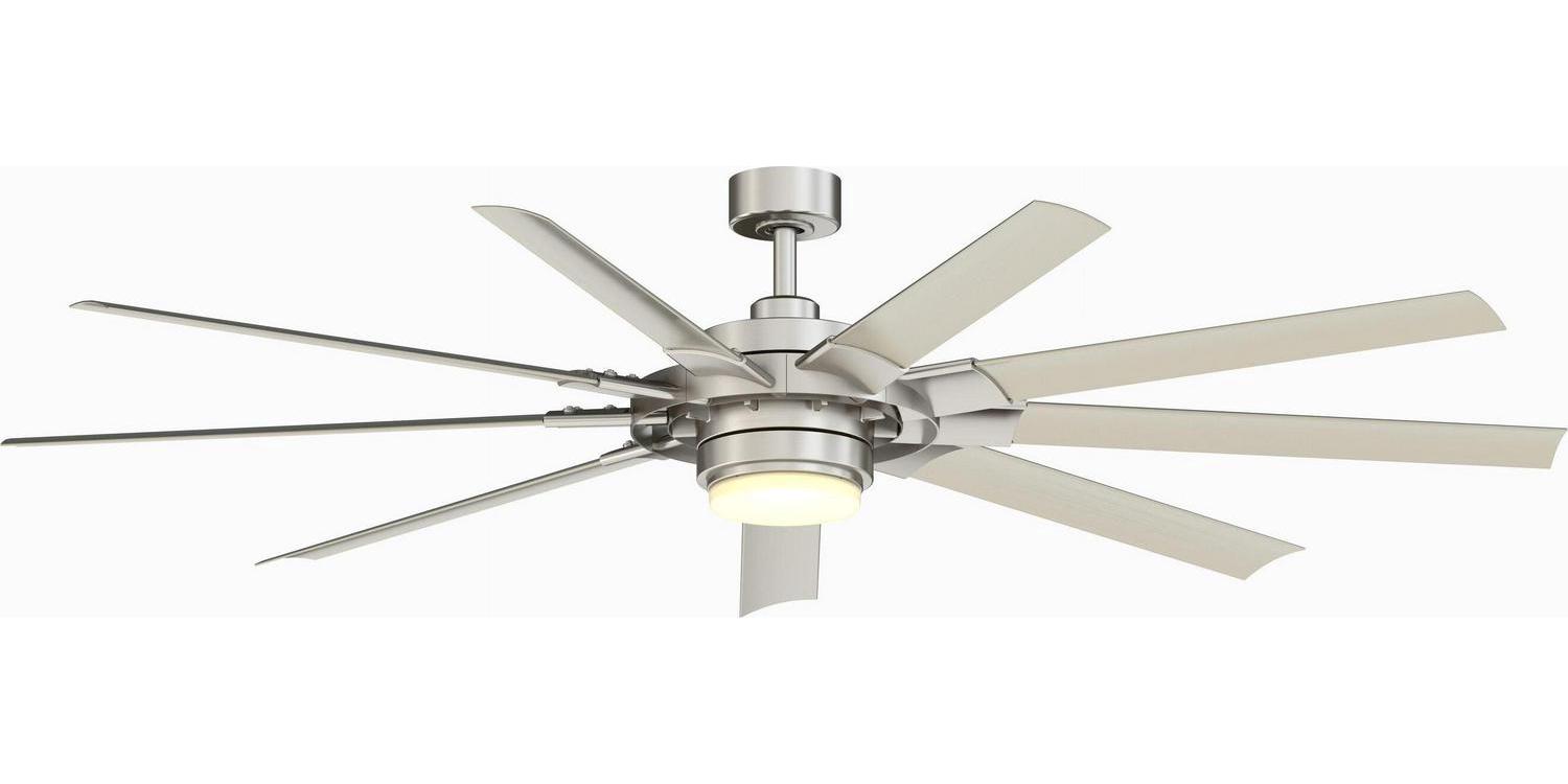 Fanimation Studio Collection Slinger v2 72-in Brushed Nickel Color-changing Integrated LED Indoor/Outdoor Ceiling Fan with Light and Remote (9-Blade)