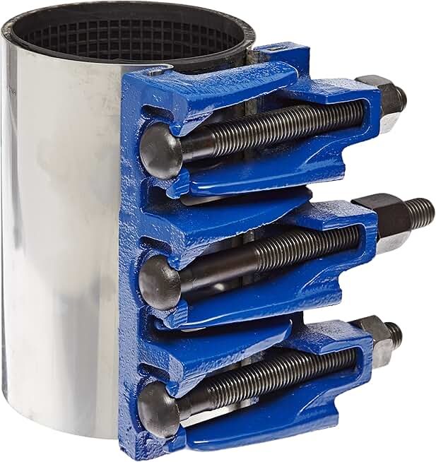 Stainless Steel Repair Clamp, Full Circle, Stainless Steel Bolt, 3 Bolts, 7-1/2