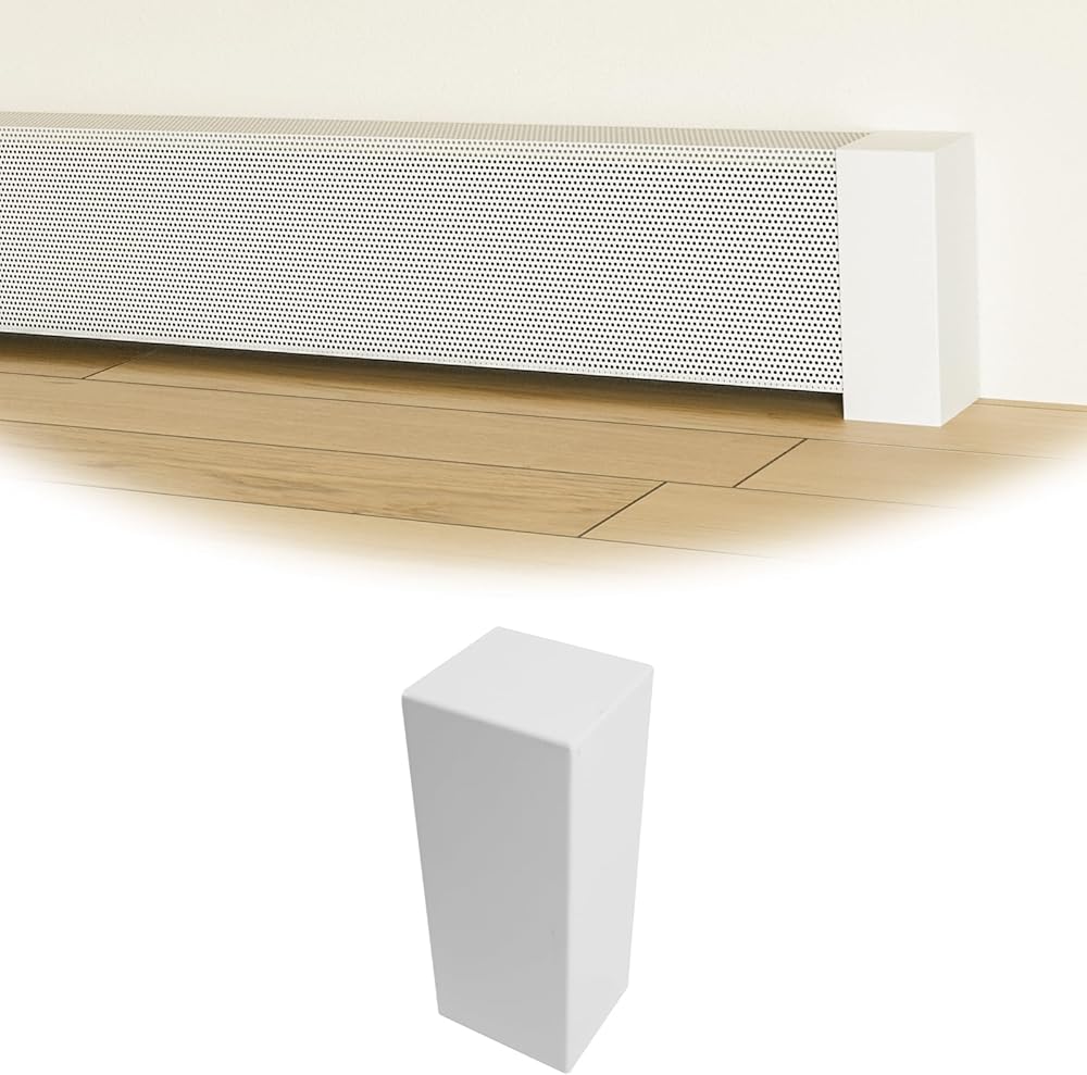 1Pack Right End Cap Accessory Galvanized Steel Material and 3FT White Baseboard Heater Cover Kit with Left and Right Endcaps Galvanized Steel Radiator Cover