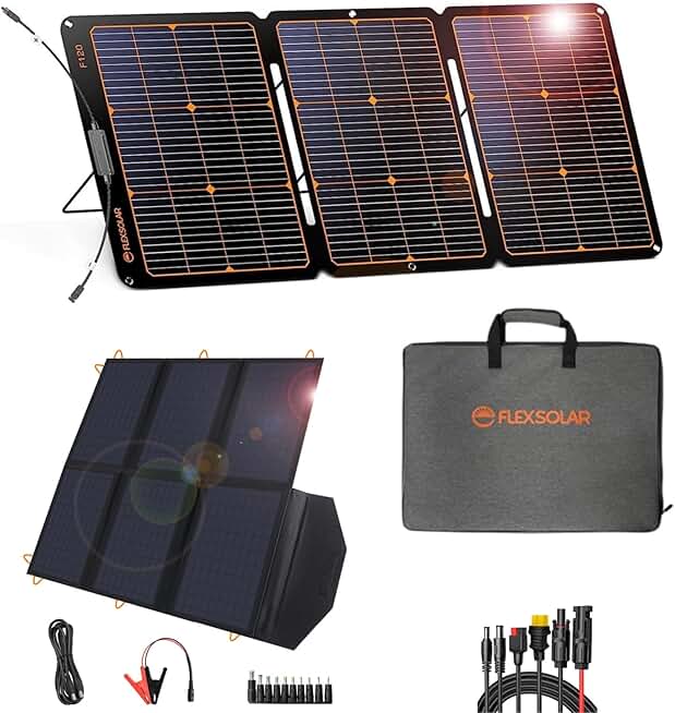 FlexSolar Foldable Solar Panels PV Module Charger for Power Stations Solar Generators