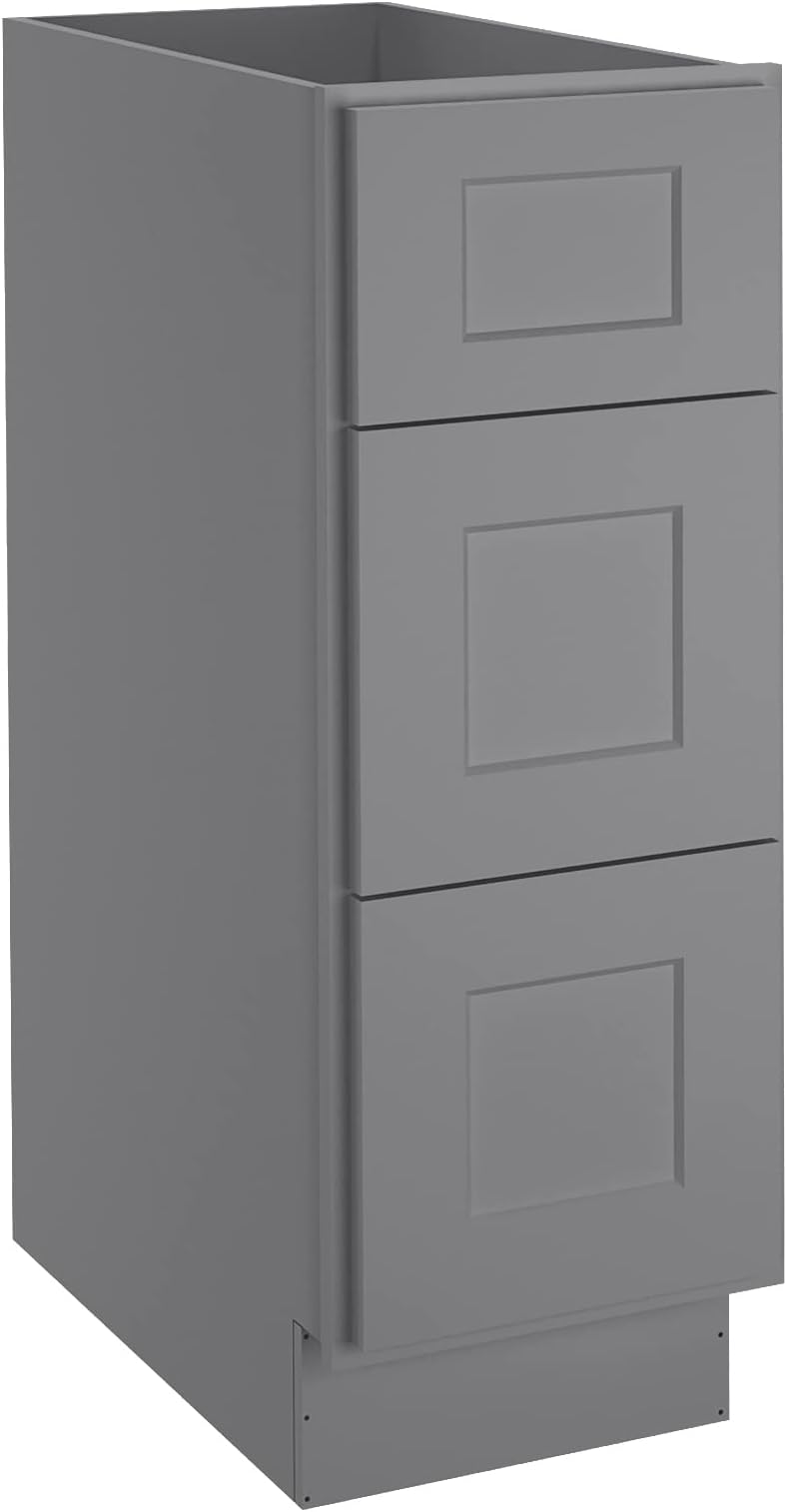 LOVMOR Kitchen Base Cabinets, Drawer Base Cabinet, 3-Drawer,Soft Close Hardware, 24 x 12 x 34.5 inch