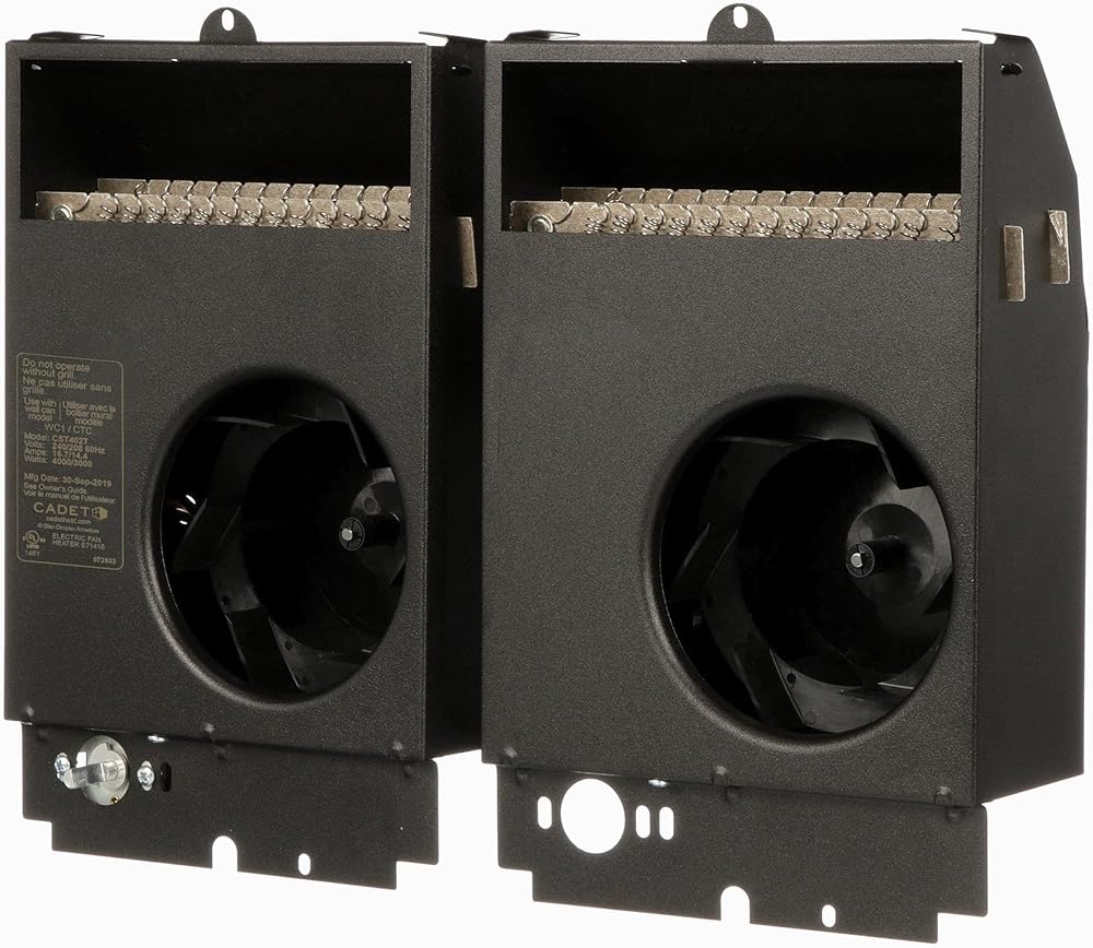 Cadet Com-Pak Twin Electric Wall Heater Assembly Only With Thermostat (Model: CST402T, Part: 67532), 13648/10236 BTU, 240/208 Volt, 4000/3000 Watt