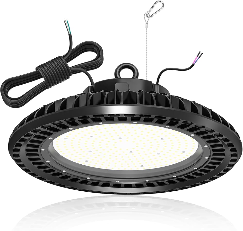 LED High Bay Lights 500W 70,000LM 5000K, Dimmable UFO LED High Bay Shop Light, ETL DLC Listed, IP65 Waterproof Commercial Bay Lighting Fixture for Warehouse Barn Factory Garage AC 100-277V