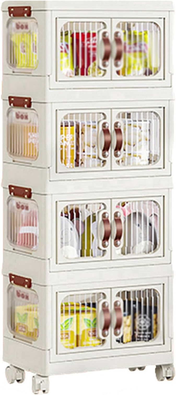 Foldable ‎Plastic Transparent Storage Multifunctional Cabinet for Kitchen, Bathroom and Office Organization Stackable Room Organizer,Folding Storage for Closet Office Organizing, Toys, Books