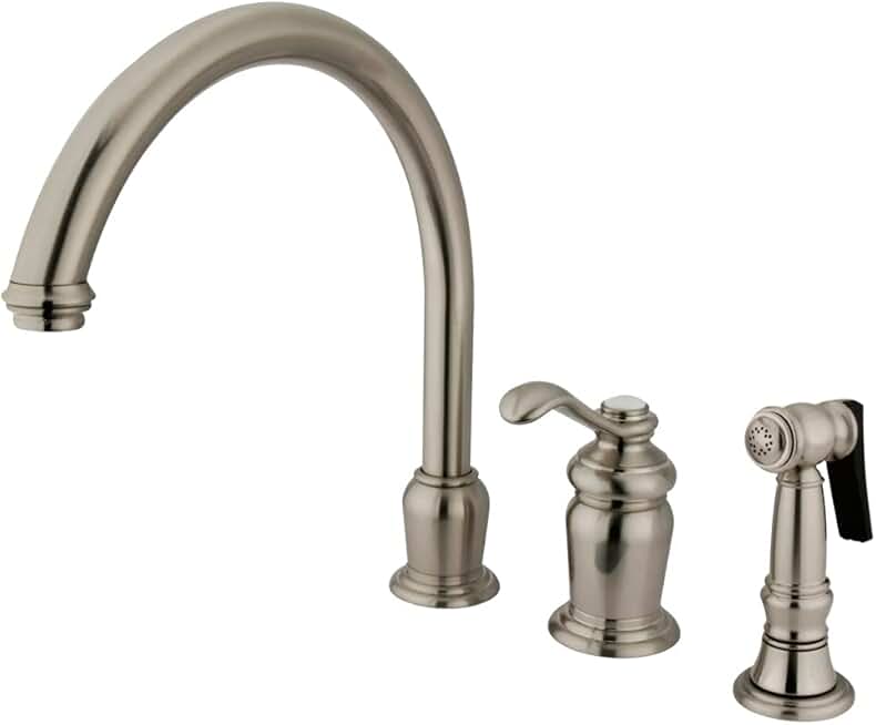 Kingston Brass KS7828TLBS Templeton Widespread Kitchen Faucet, 4 to 8-Inch Center, Brushed Nickel