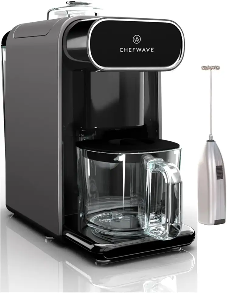 Milkmade Non-Dairy Milk Maker (Black/Silver) with Handheld Milk Frother (2 Items)