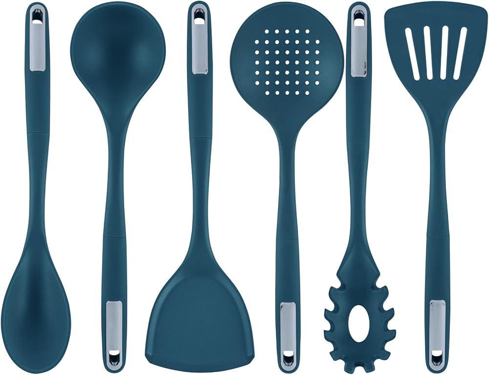 Restaurantware-Met Lux Kitchen Utensil Sets, 10 Silicone Utensil Sets - 6 Pieces Per Set, High-Heat Tolerance, Teal Silicone Kitchen Utensils, For No-Stick Cookware
