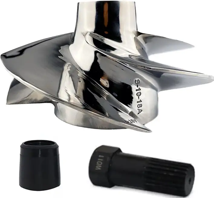 Boatman Jet Ski Impeller Fit Solas Sea-Doo SR-CD-10/18A & Wrench & Seal Concord 4-Blade GTI 130 GTX 170 GTS 130 155.5MM Diameter（Polished）