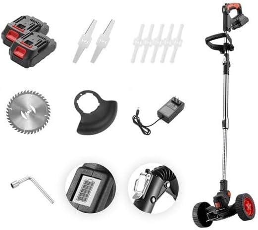 Portable Smart Wireless Electric Lawn Mower Outdoor with Lithium Battery Charger Folding Grass Cutter Garden Tools - (Style: A, Color: with Scroll Wheel, Plug Type: EU)