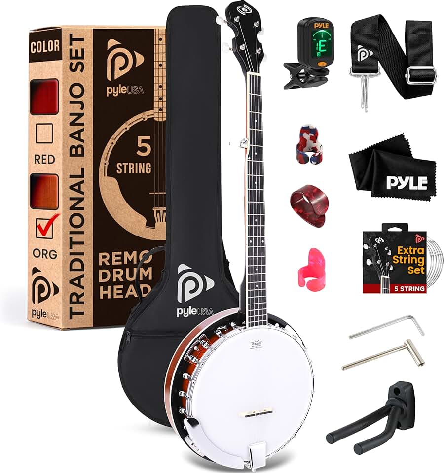Pyle Banjo Kit with Remo Head and Sapele Resonator, 39