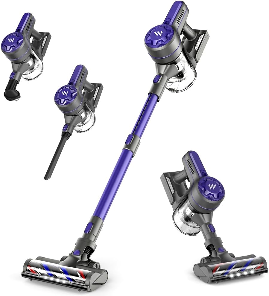 Cordless Vacuum, Stick Cordless Vacuum Cleaner with 2200mAh Powerful Lithium Batterie, Up to 30 Mins Runtime Handheld Vacuum Cleaner, 4 in 1 Lightweight Vacuum for Hardwood Floor