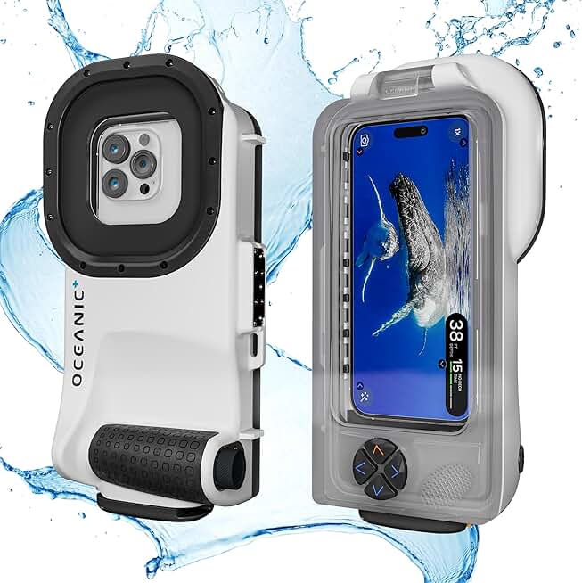 OCEANIC+ Dive Housing | Use your iPhone as an underwater camera & dive computer | Depth to 196ft | Waterproof | Great for Scuba Diving & Snorkeling | Compatible with iPhones That run iOS 16 or newer