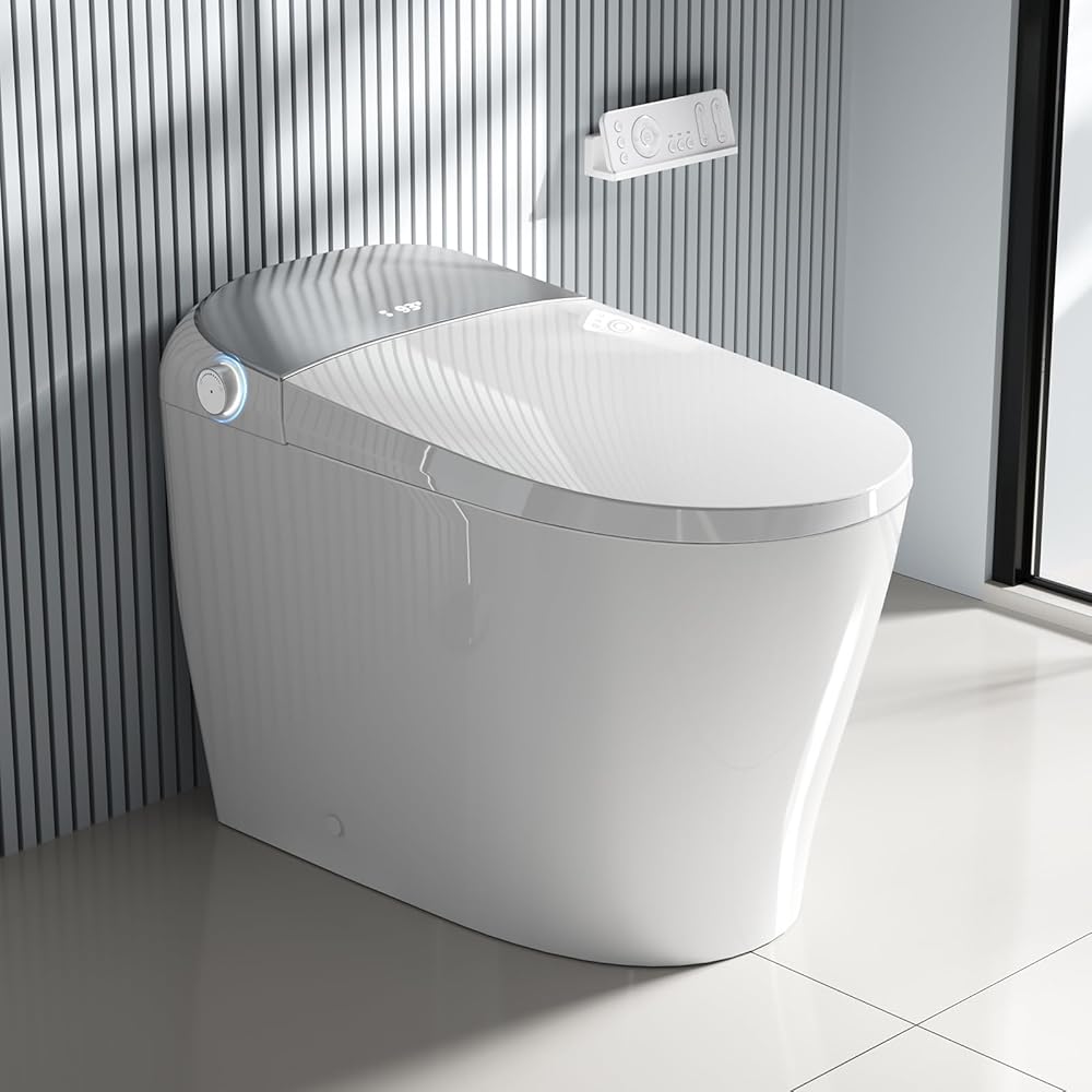 Luxury Smart Toilet with Bidet Built In, Bidet Toilet with Heated Seat, Elongated Japanese Toilet with Automatic Flush, Dryer, Night Light, Digital Display