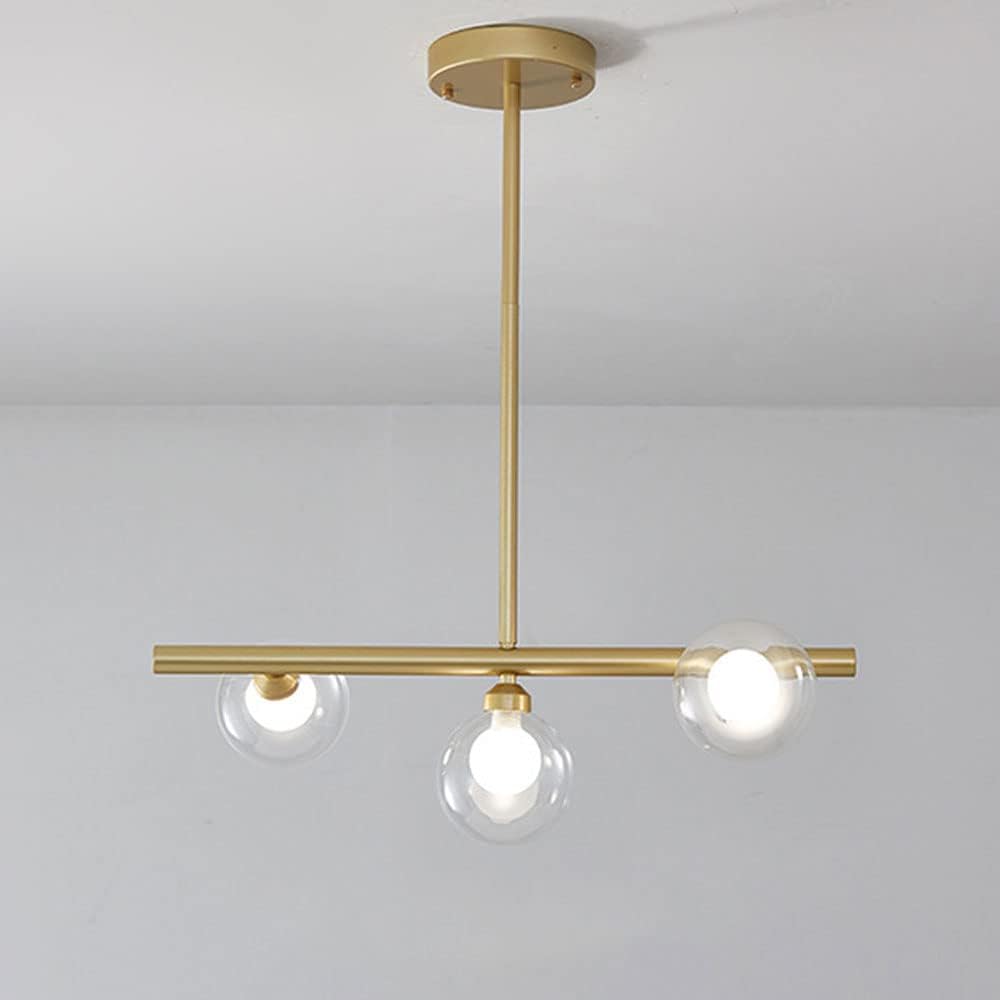 Modern 3 Light Pendant Light Classic Cluster Chandelier Metal Hanging Lighting Fixture with Glass Shades for Dining Room Kitchen Island,Adjustable Hanging Height,Black Gold