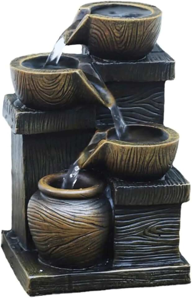 Indoor Water Fountain Outdoor Desk Bedroom Waterfall Farmhouse Yard Patio Home Office Deck Sculpture Decoration(White-Patch Five-Pointed star4)