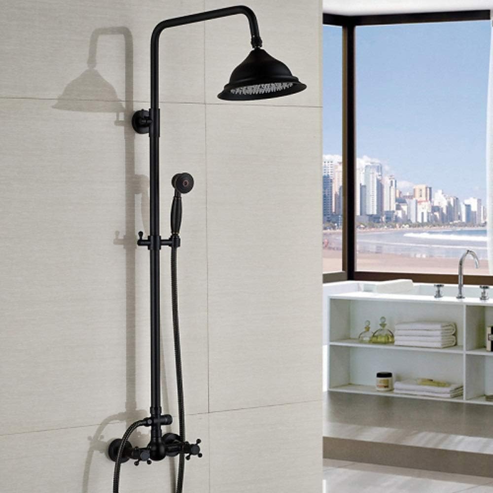 Shower Set All Copper and Bronze European Retro Shower Faucet Lift Tub and Shower Set Delicate Bathroom