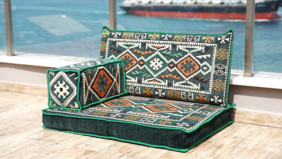 Green Arabic Sofa Floor Seating Set, Pallet Sofa, Floor Cushions, Sectional Sofa, Arabic Majilis, Ottoman Couch, Arabic Jalsa