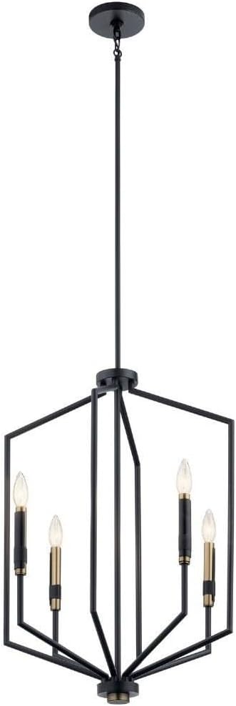 Kichler Armand 27 inch 4 Light Foyer Pendant in Black and Bronze Finish