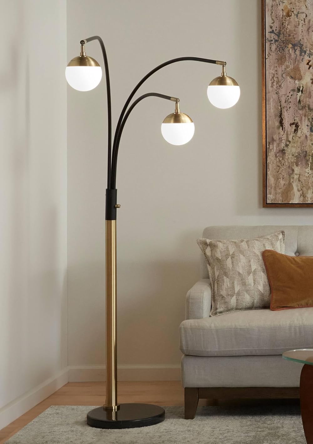 Possini Euro Design Rayne Modern Mid Century Arc Floor Lamp 3-Light LED 72