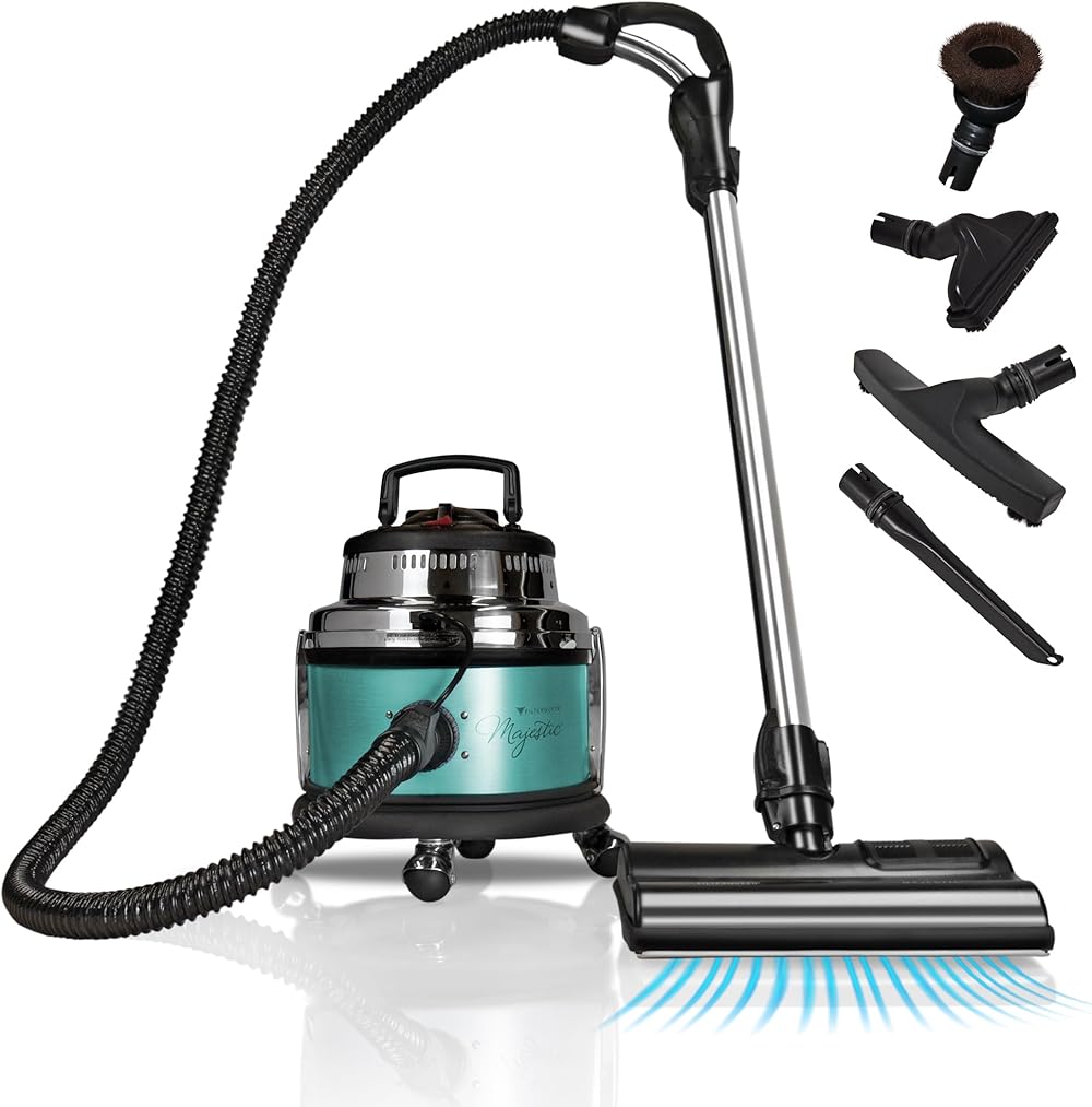Filter Queen Majestic Surface Cleaner, Teal, Canister Vacuum with Bagless Cyclonic Action, The Ultimate All-in-One Cleaning Machine