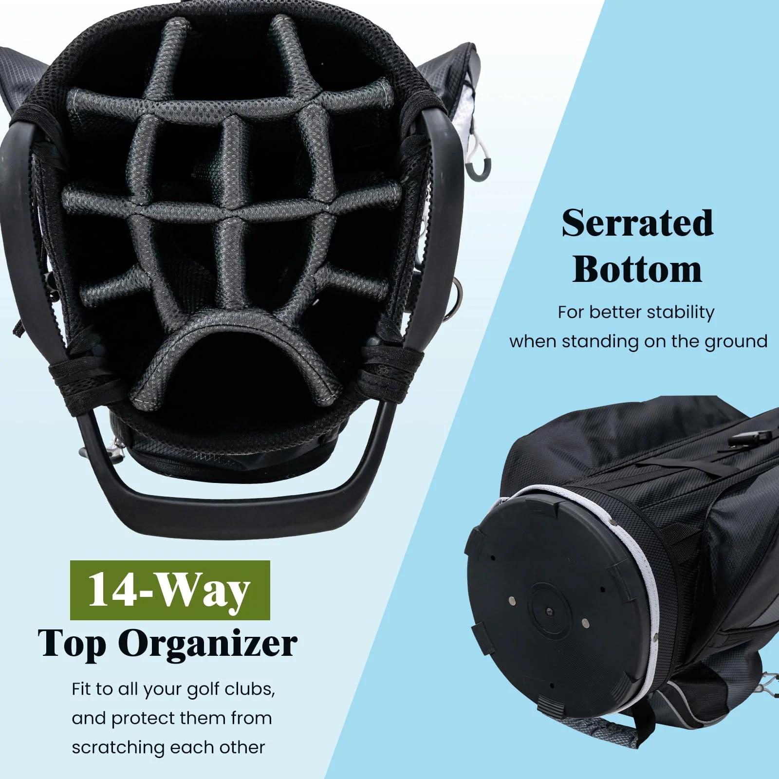 Goplus Golf Cart Bag with 14-Way Top Dividers, Golf Club Bag with 7 Zippered Pockets Including Cooler Bag