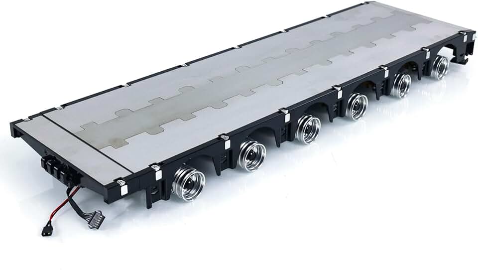 1/14 9 Axles Metal Trailer Extendible Trailers for RC Tractor Truck Car Models Hobby Grade Truck Model Parts