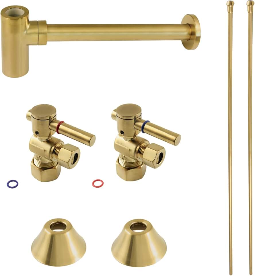 Kingston Brass CC53307DLLKB30 Trimscape Plumbing Sink Trim Kit with Bottle Trap, Brushed Brass