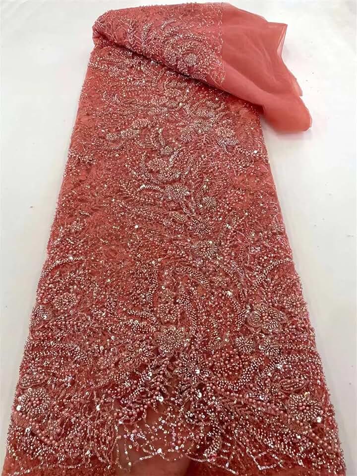 African Beads Groom Tulle Lace Fabric Sequins Embroidery French Tulle Laces for Nigeiran Party Dress