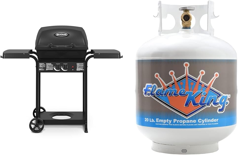 24025BMT 2-Burner 390 sq. in. 25,000 BTU Gas Grill and 20 lb Flame King Propane Tank
