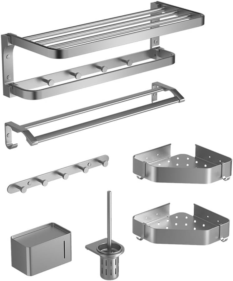 Bathroom Space Aluminum Bathroom Towel Rod Non Punching Storage Rack Wall Mounted