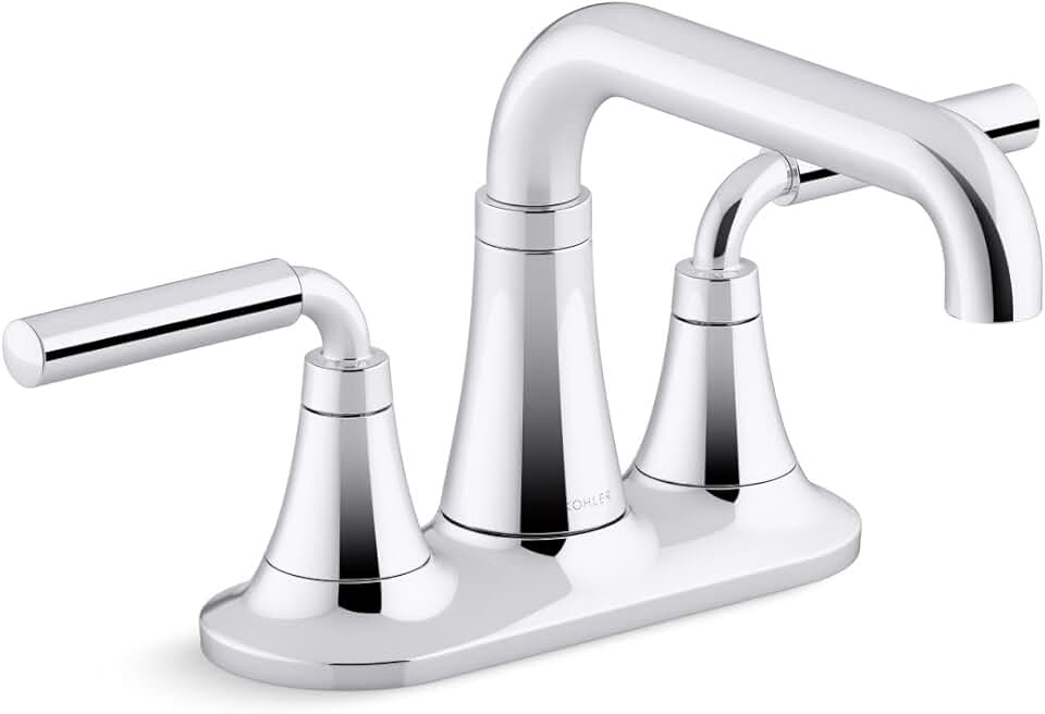 Kohler 27414-4K-CP Tone Bathroom Sink Faucet, Centerset Bathroom Faucet with Clicker Drain, 1.0 GPM, Polished Chrome