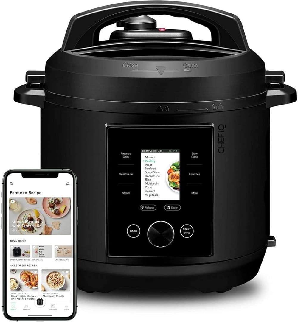 CHEF iQ Smart Pressure Cooker 10 Cooking Functions & 18 Features, Built-in Scale, 1000+ Presets & Times & Temps w/App for 600+ Foolproof Guided Recipes, Rice & Slow Electric MultiCooker, 6 Qt