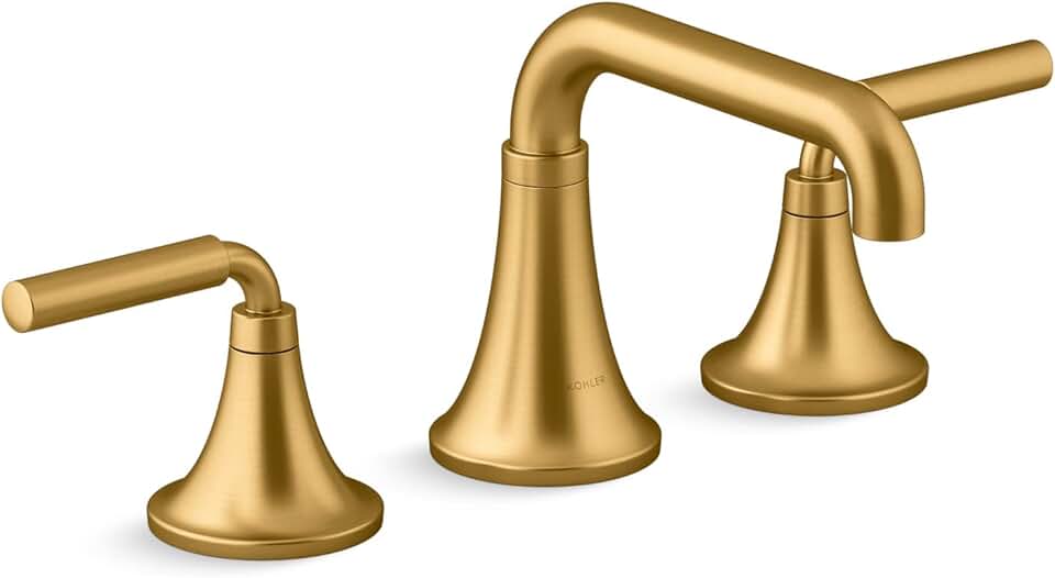 Kohler 27416-4-2MB Tone Bathroom Sink Faucet, Widespread Bathroom Faucet with Two Lever Handles and Clicker Drain, 1.2 gpm, Vibrant Brushed Moderne Brass